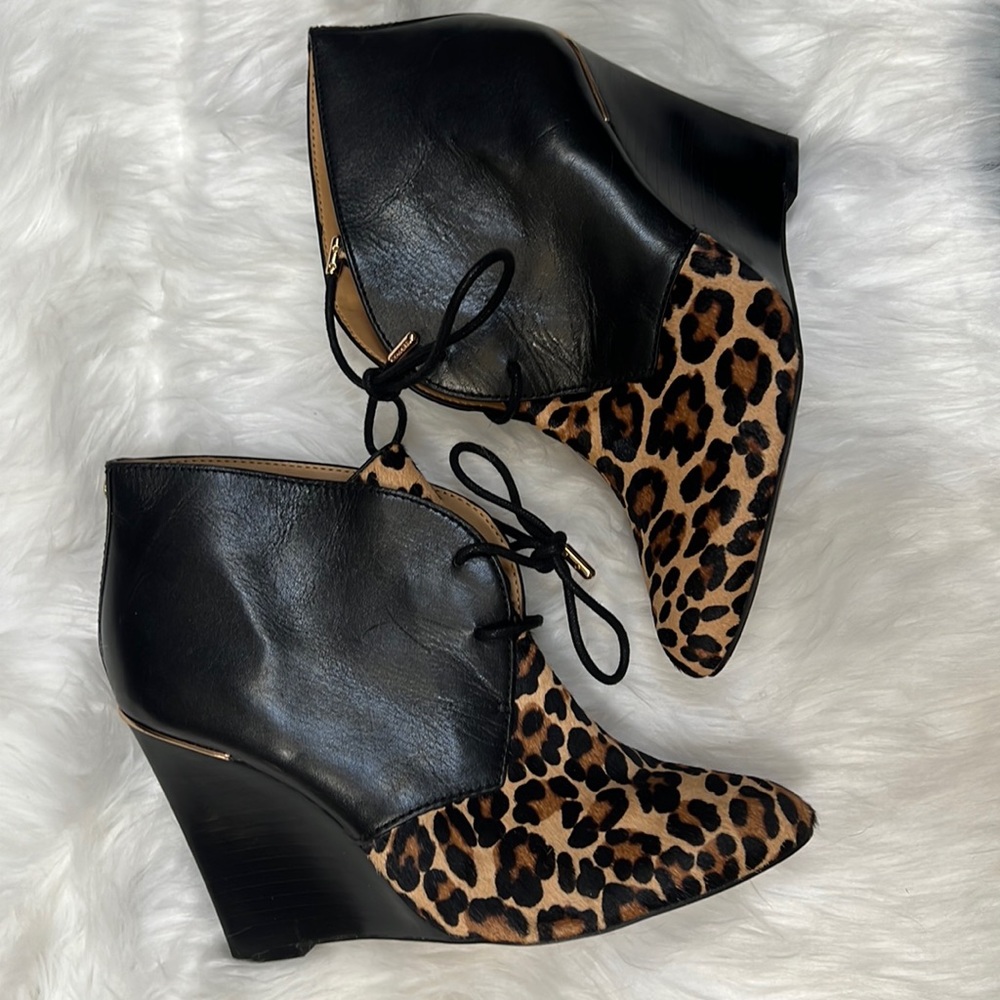 COACH Mercy Leopard Wedge Booties